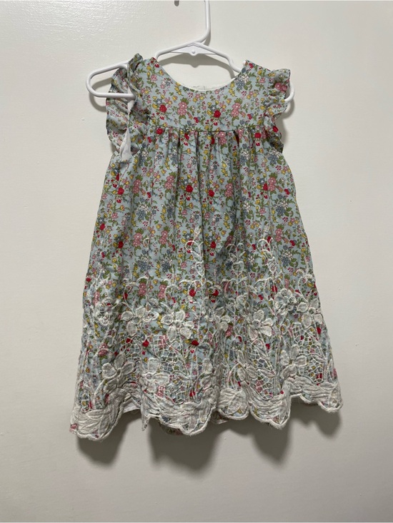 Pippa & Julie Other - Girls Floral Lace-Trim Summer Dress - White & Pink